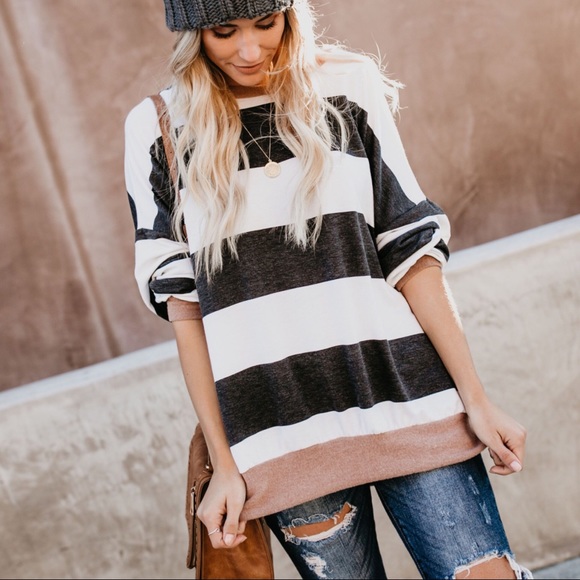 LAST CLEARANCE‼️Oversized Striped Sweater - Picture 6 of 8